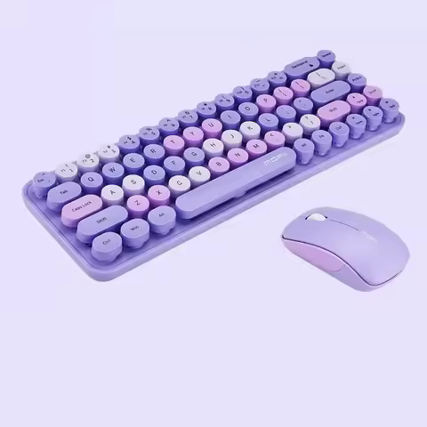 Mofii Wireless Keyboard and Mouse 2.4G Keyboards with Colorful 68 Keys Typewriter Retro Round Keycap