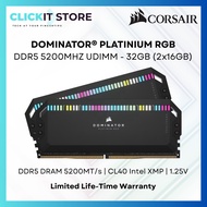 CORSAIR DOMINATOR® PLATINUM RGB 32GB (2x16GB) DDR5 DRAM 5200MHz CL40 Memory Kit — Black