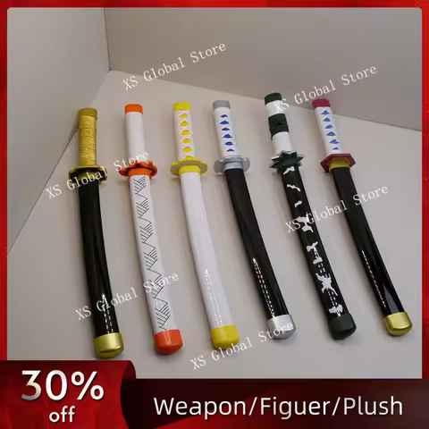 42cm/16.53in Demon Slayer Samurai Swords Nylon Weapon Props Anime Peripherals Short Katana Model Cos