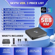 SKYTV BOX VER.3 + SKYTV BULANAN / TAHUNAN / LIFETIME PAKEJ 4GB RAM +64GB ROM