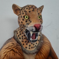 NEW Panther Full Head Animal Cosplay Wild Cat Leopard Latex Masks With Neck Halloween Party Fancy Ca