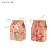 Uloverun 5Pcs Kraft Paper House Shape With Ropes Candy Gift Bags Cookie Bags Packaging Boxes Christmas Tree Pendant Party Decor SG