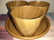 (SET) Golden prosperity pots for plants (5x4.5 inches) Big lucky pots / gold twister pots for plants / lucky paso