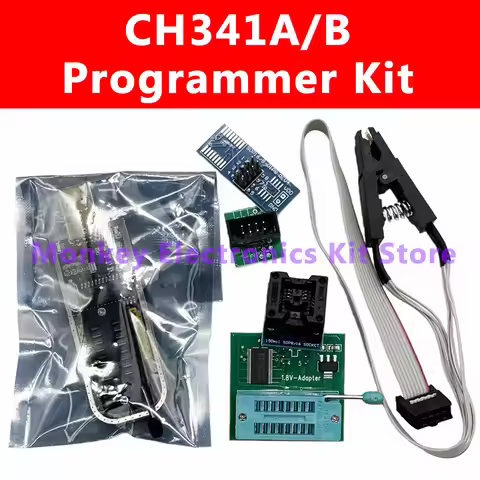 CH341A/B Programmer adapter+SOP8 clip+SOIC8 adapter with cable+1.8V adapter CH341A EEPROM Flash BIOS