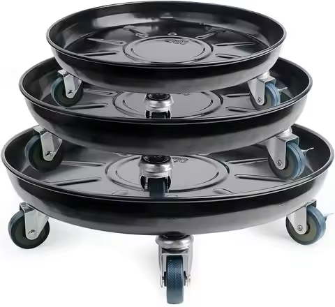 Metal Heavy Duty Plant Caddy Round Flower Pot Mover, 3 Pack Mixed of 14", 16" and 20" Rolling Plant 