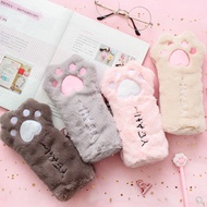 Kawaii Pencil Case Cat Claw Pencil Cases Stationery Trousse Student Plush Pen Case School Supplies Accessories Cute Pencil Bags