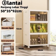 Roda 360° Lemari plastik susun ‖Pintu magnet Mainan Storage box ‖ Serbaguna rumah Lemari pakaian ‖ M