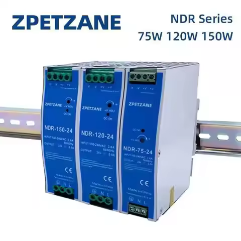 NDR-75/120/150W Switch Mode Power Supply 12/24V Ultra Thin DIN Rail Mount Single Output AC DC For El