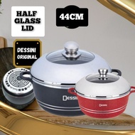 🔥READY STOCK 🔥 PERIUK RENDANG DESSINI 44CM DIE CASTING COOKWARE HALF GLASS LID