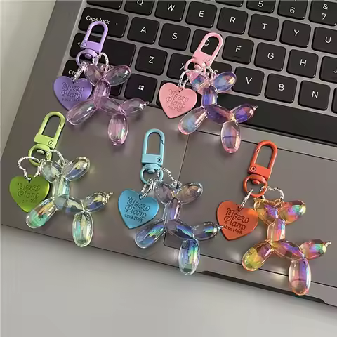 New Candy Color Balloon Dog Keychain for Girls Creative Balloon Dog Phone Chain Key Buckle Accessori