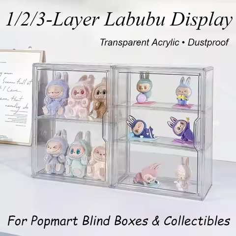 1/2/3-Layer Transparent Acrylic Display Cabinet for Popmart Labubu Blind Box Display Cabinet Cosmeti