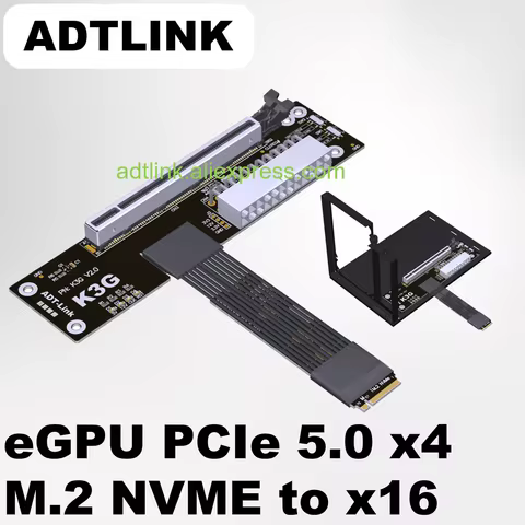 ADTLINK K3G PCIe 5.0 x4 Cable M.2 Key-M NVMe Graphics Card External with Bracket 128Gbs for ITX STX 