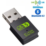600Mbps Dual Band 2.4/5G USB WiFi BT Adapter Wireless Network External Receiver for PC/Laptop/Deskto