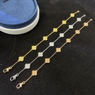 VCA 梵克雅寶 六花迷你燙金四葉草手鍊 玫瑰金/金色/銀色