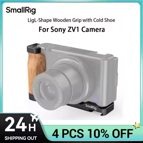 SmallRig for ZV1 Camera Vlog Rig L-Shape Wooden Grip with Cold Shoe for Sony ZV1 Camera Vlogging Acc