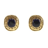 二手 CHANEL 復古顏色寶石耳環，鍍金，鑲嵌藍色寶石，26 號，方形，女士款。