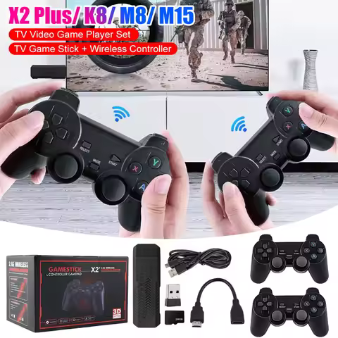 X2 Plus/ K8/ M8/ M15 TV Game Video Players 64G/256G Gaming Console Set 20000+ Retro Games TV Stick 2