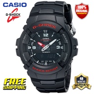 Original G-Shock G100 Men Sport Watch Japan Quartz Movement Dual Time Display 200M Water Resistant Shockproof and Waterproof World Time LED Auto Light Sports Wrist Watches with 4 Years Warranty G-100-1B (Free Shipping Ready Stock)