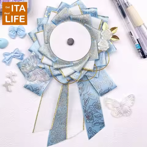 Italife New Ita Bag Pins Badge Flower Holder for 58mm Anime Badge Handmade Silk Ribbon Itabag Decora