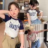 AT21-[Tom&Nau Kids] Girls' drawstring t-shirt with cute print, Cotton Ribbed material - Size 9-40Kg