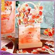 (VIP)  Decorative Flower Table Calendar Premium Desk Calendar 2024 Floral Desk Calendar Monthly Planner for Home Office Decor