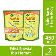 PAKET HEMAT!! ZWITSAL Natural Baby Bath 2-in-1 Hair & Body Pouch 400ml Twin Pack sabun bayi
