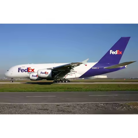 36/47CM 1/200 Scale A380 FedEx Cargo Aircraft Airlines DieCast Airplane With Wheel Landing Gear Avia