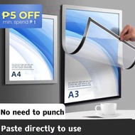 A4/A3 Magnetic Sign Holder Wall Mount Self-Adhesive Picture Poster Display Frames for Office