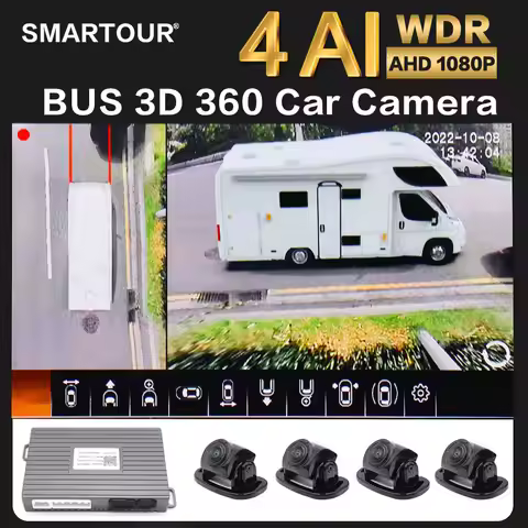SMARTOUR 4K AI Truck 4-way panoramic recorder Car Parking Panoramic View Rearview 360 Degree 4K 1080