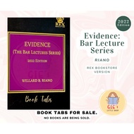 ♞,♘,♙Evidence: Bar Lecture Series by Riano 2022 Edition REX Books Book Tabs Labels Law School Stick