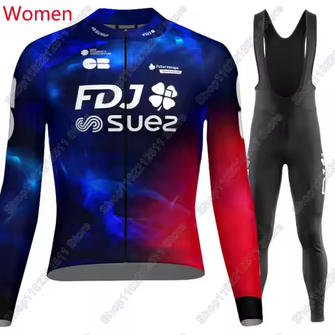 2025 FDJ Suez Women Team Cycling Jersey Set Summer Winter Clothing Suit Long Sleeve MTB Bike Road Pa