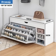 AIBG ตู้เก็บรองเท้า ตู้รองเท้า 100*30*50CM ชั้นวางรองเท้า ไม้ เปลี่ยนรองเท้าขณะนั่ง ตู้ไม้ ตู้รองเท้