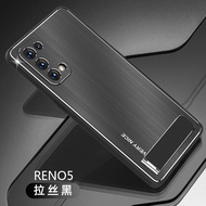 OPPO Reno 5 Case For OPPO Reno 5 4G/5G【Brushed aluminum alloy+TPU+PC shockproof phone case cover】