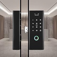Home Office WiFi Remote Control Smart Lock Fingerprint/Tuya APP/RFID Card/Password Eletronic Door Lock for Frameless Glass Push/Sliding Door (Color : C)