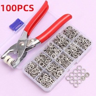 200 ชุด 10 สี Snap Fasteners ชุด Metal Hollow และ Solid Five Claw Buckle Set with Hand Pressure Plie