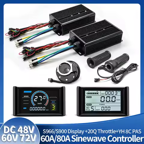 E-Bike Sine Wave square Wave 72V 60A 80A 3000W 5000W 18MOS Controller Three Mode Fatbike Conversion 