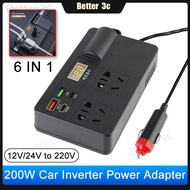 6 in 1 Intelligent Digital Display Car Inverter Power Adapter With ON/OFF Switch QC3.0+Type C Fast C