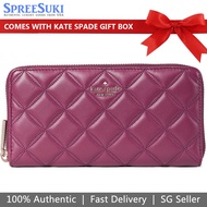 Kate Spade Wallet In Gift Box Long Wallet Natalia Large Continental Wallet Blackberry Magenta Purple Red # WLRU6340