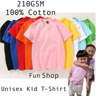 Unisex ( 2-12 Umur ) Kids T-shirt Cotton 210GSM Tshirt Budak Lelaki Perempuan Baju Kosong 2-12 Umur