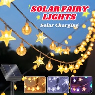 100 LED Lampu Raya Crystal Ball Bubble Solar String Lights Outdoor Waterproof 8 Modes Solar Power La