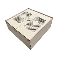 Wooden Gift Box 22x22x7cm | Geometric Laser-Cut Lid | Hamper Box | HL Makes - FB25-50