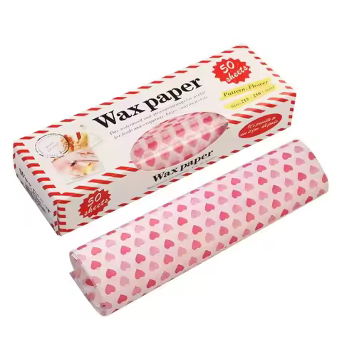 10/50pcs Heart Printed Disposable Oilproof Wax Paper for Cake Bread Food Packaging Wrapper Burger Fr