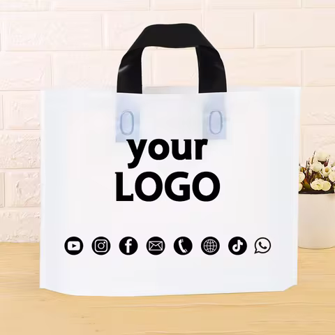50pcs Customized Logo Matte Shopping Mall Shopping Bags Plastic Gift Bags Clothing Product Packaging