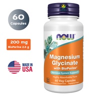 NOW Foods Magnesium Glycinate with BioPerine 60 Capsules แมกนีเซียม ไกลซิเนตและไบโอเพอรีน 60 แคปซูล