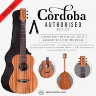 CORDOBA MINI II MH CLASSICAL GUITAR MAHOGANY WITH STRAP AND GIG BAG (TRAVEL GUITAR/ SEAMUSICIAN)