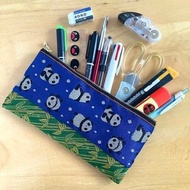 寬版筆袋【竹葉熊貓】畳緣 口罩收納包 筆袋 竹 和風 中國風 寶藍