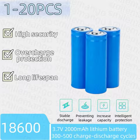 18600 2000mAh 3.7V Rechargeable Li-ion Battery Cell for Flashlight Headlamp Power Bank DIY Electroni