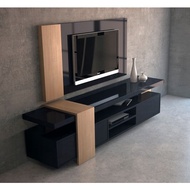 Meja TV Minimalis Modern Full Backdrop 150 cm Maks Ukuran TV 65" Sudah Dirakit dan Bisa Custom