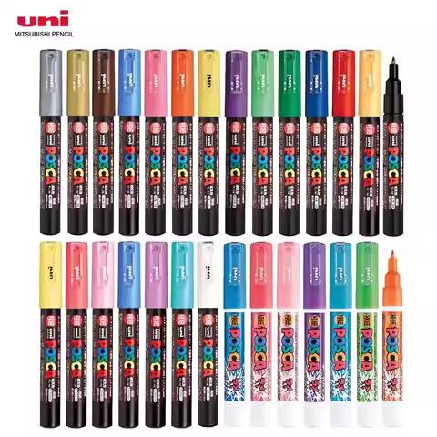 1pcs Uni POSCA Acrylic Marker Pen PC-1M 0.7mm Plumones Rotuladores POP Poster Pen Graffiti Advertise