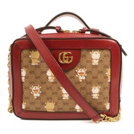 GUCCI 塗層帆布Doraemon Micro GG Supreme鏈帶手挽肩背兩用袋